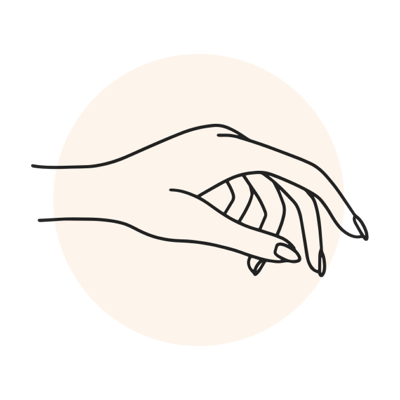 Zeichnung einer nach unten gedrehter Hand