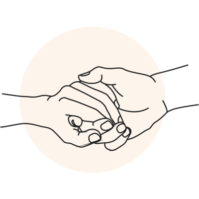 Zeichnung von zwei Händen die sich halten